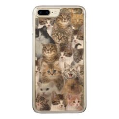 Kitty Cat Faces Pattern Carved iPhone 7 Plus Case