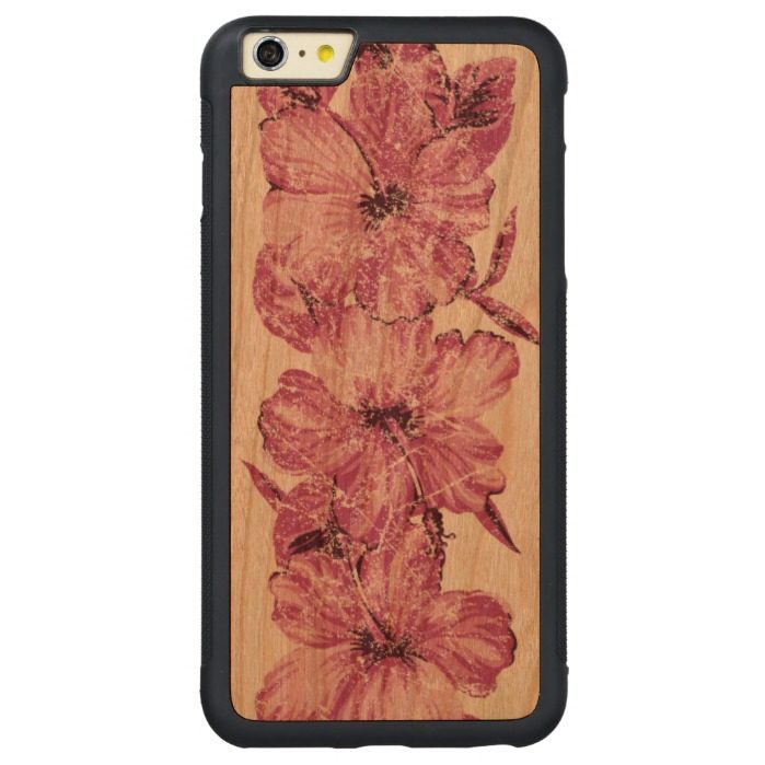 Lanai Distressed Hawaiian Hibiscus Carved Cherry iPhone 6 Plus Bumper Case