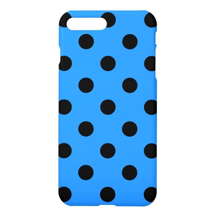 Large Polka Dots - Black on Dodger Blue iPhone 7 Plus Case