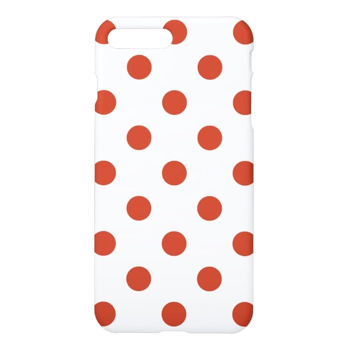 Large Polka Dots - Dark Pastel Red on White iPhone 7 Plus Case