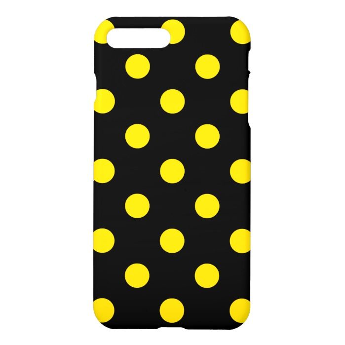 Large Polka Dots - Golden Yellow on Black iPhone 7 Plus Case