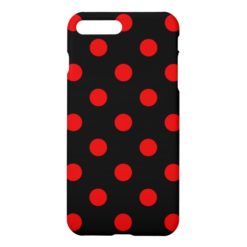 Large Polka Dots - Rosso Corsa on Black iPhone 7 Plus Case