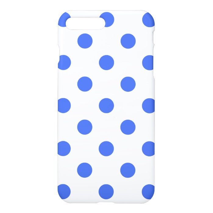Large Polka Dots - Royal Blue on White iPhone 7 Plus Case