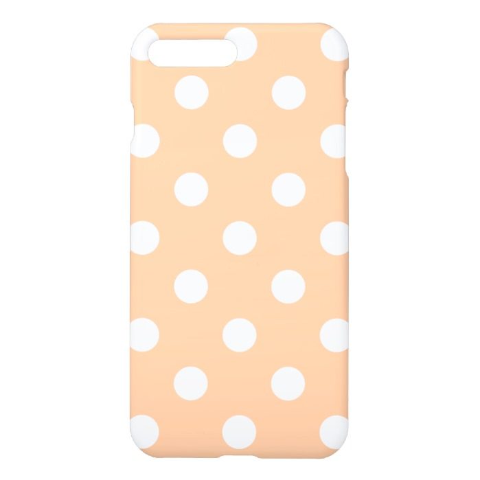 Large Polka Dots - White on Deep Peach iPhone 7 Plus Case