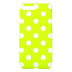 Large Polka Dots - White on Fluorescent Yellow iPhone 7 Plus Case