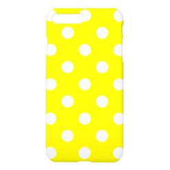 Large Polka Dots - White on Lemon Yellow iPhone 7 Plus Case