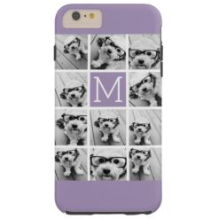 Lavender Instagram Photo Collage Custom Monogram Tough iPhone 6 Plus Case