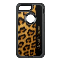 Leopard Print Black Stripe OtterBox Defender iPhone 7 Plus Case