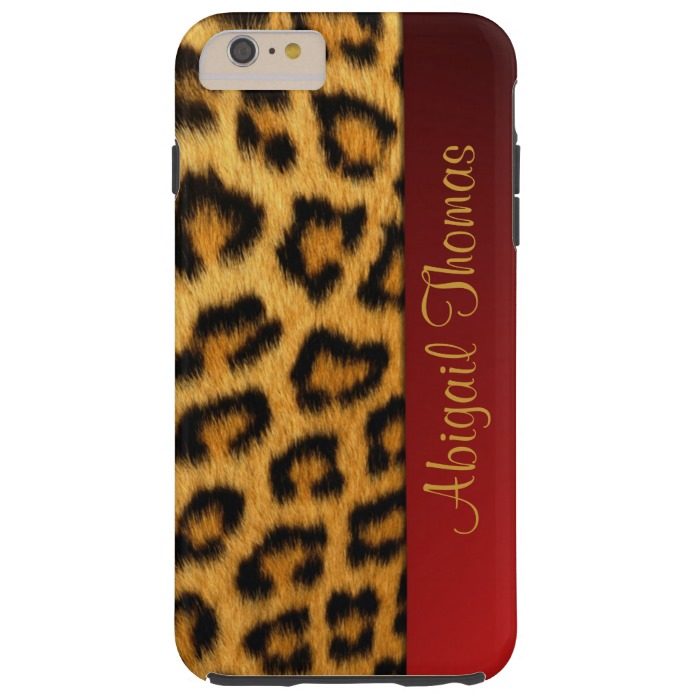 Leopard Print Red Stripe Tough iPhone 6 Plus Case