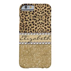 Leopard Spot Gold Glitter Rhinestone PHOTO PRINT Barely There iPhone 6 Case