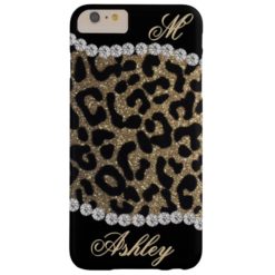 Leopard and Diamond Monogram Barely There iPhone 6 Plus Case