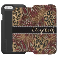 Leopard and Paisley Pattern Print to Personalize iPhone 6/6s Wallet Case