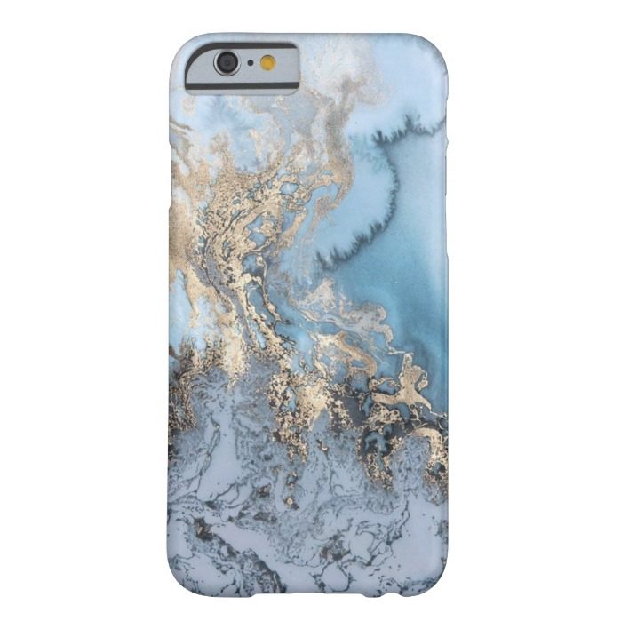 Light Blue & Gold Marble iPhone 6/6s Case