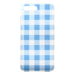 Light Blue and Transparent Gingham Pattern iPhone 7 Plus Case
