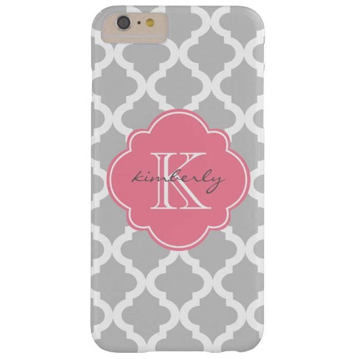 Light Gray and Pink Moroccan Quatrefoil Print Barely There iPhone 6 Plus Case