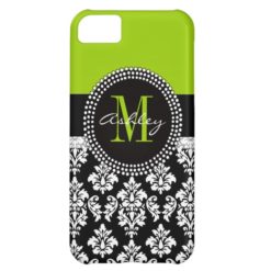 Lime Green Black Damask iPhone 5 Case-Mate Case For iPhone 5C