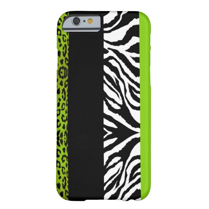 Lime Green Leopard and Zebra Custom Animal Barely There iPhone 6 Case