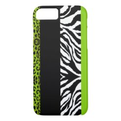 Lime Green Leopard and Zebra Custom Animal iPhone 7 Case