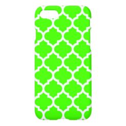 Lime Green White Moroccan Quatrefoil Pattern #5 iPhone 7 Case