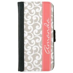 Linen and Coral Monogrammed Elements Print iPhone 6/6s Wallet Case