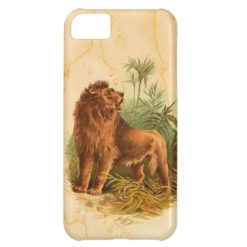 Lion and Palm Trees Vintage Cover For iPhone 5C