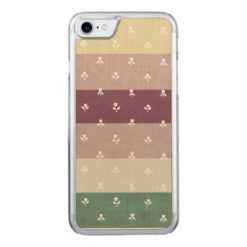 Little Tulips on Pastel Stripes (Wooden Case) Carved iPhone 7 Case