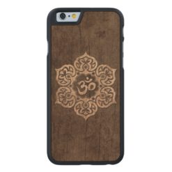 Lotus Flower Om with Wood Grain Effect Carved Maple iPhone 6 Case