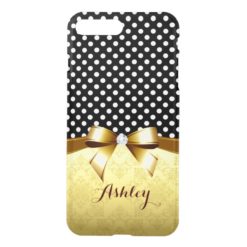 Luxury Elegant Polka Dots Gold Ribbon Diamond iPhone 7 Plus Case