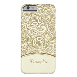 Luxury Gold and Ivory Paisley Damask With Name Barely There iPhone 6 Case