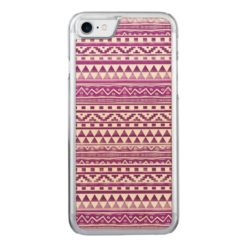 Magenta Watercolor Abstract Aztec Tribal Pattern Carved iPhone 7 Case