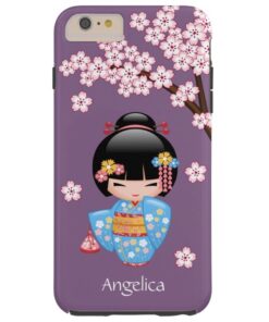 Maiko Kokeshi Doll - Blue Kimono Geisha Girl Tough iPhone 6 Plus Case