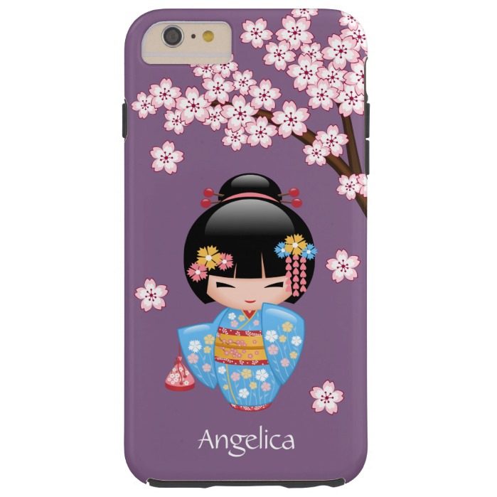 Maiko Kokeshi Doll - Blue Kimono Geisha Girl Tough iPhone 6 Plus Case
