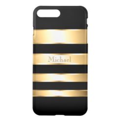 Manly Gold Black Stripes Monogram iPhone 7 Plus Case