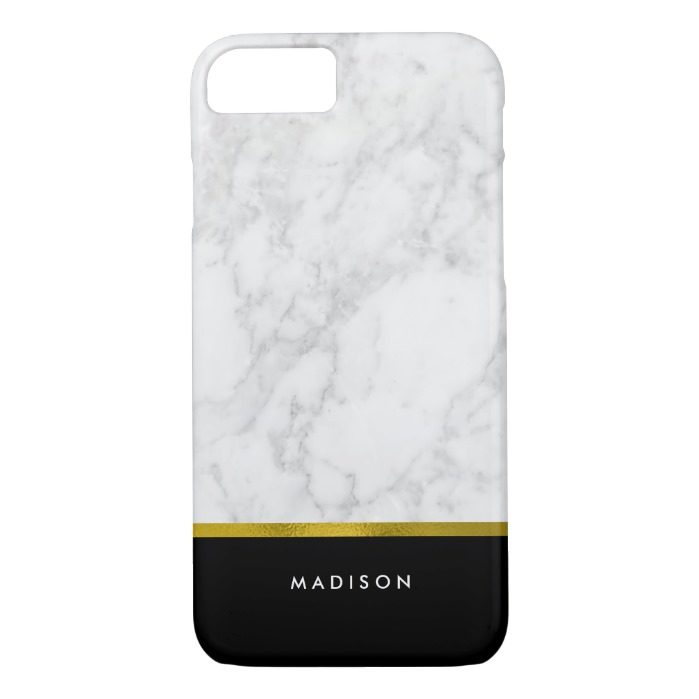 Marble Pattern and Faux Gold Foil iPhone 7 Case