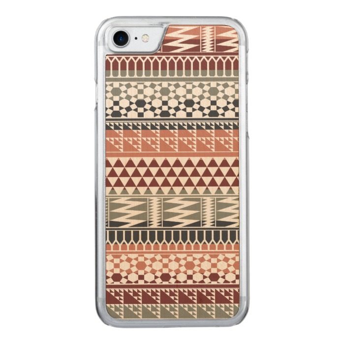 Maroon Gray Geometric Aztec Tribal Print Pattern Carved iPhone 7 Case