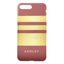 Marsala 2015 Trendy Color Gold Stripes Pattern iPhone 7 Plus Case