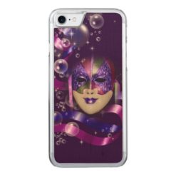 Mask venetian purple ribbons bubbles Carved iPhone 7 case