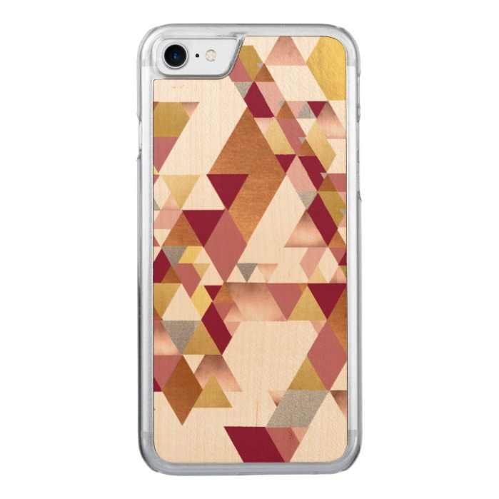 Metallic Blush Geometric Triangles Carved iPhone 7 Case