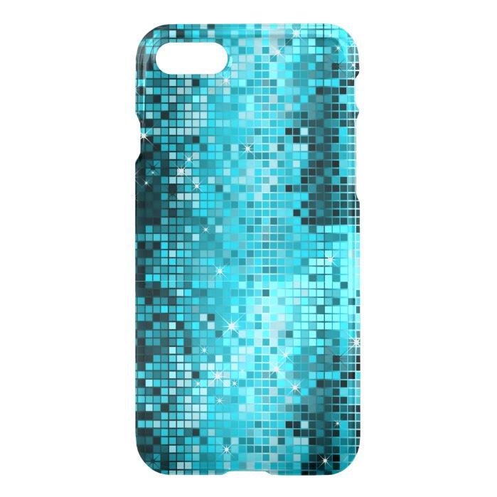 Metallic Turquoise Sequence Look Disco Mirrors iPhone 7 Case