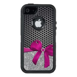 Metallic and Glitter with Blingy Bow Pink OtterBox Defender iPhone Case