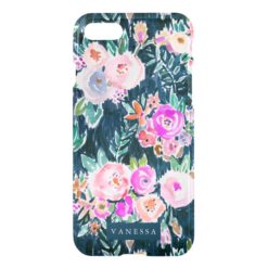 Midnight Profusion Dark Rose Floral PERSONALIZED iPhone 7 Case
