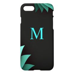 Minimalist Turquoise Floral Personalized Monogram iPhone 7 Case