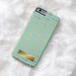 Mint Faux Gold Foil Arrows Pattern Barely There iPhone 6 Case