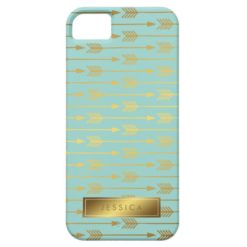 Mint Faux Gold Foil Arrows Pattern iPhone SE/5/5s Case