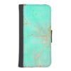 Mint & Gold Marble Abstract Aqua Teal Painted Look Wallet Phone Case For iPhone SE/5/5s