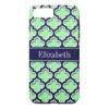 Mint Green Navy Moroccan #5DS Navy Name Monogram iPhone 7 Plus Case