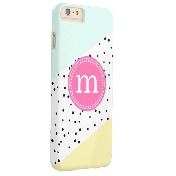 Mint Pink & Yellow Summer Personalized Monogram Barely There iPhone 6 Plus Case