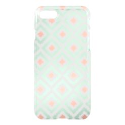 Mint and Coral Diamonds Ikat Pattern iPhone 7 Case