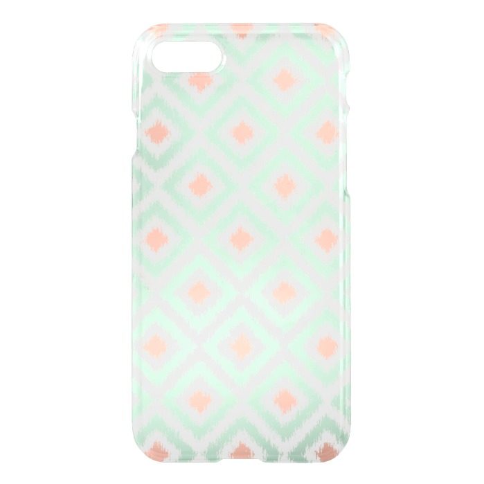 Mint and Coral Diamonds Ikat Pattern iPhone 7 Case