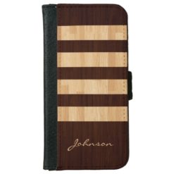 Mixed Wood and Bamboo Stripes - Wood Grain Look iPhone 6/6s Wallet Case